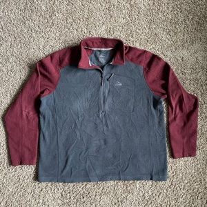 LL Bean 1/4 Zip Trail Fleece Jacket Colorblock Men XL Gray/Red